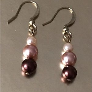 Cream/Tan/Bronze Pearl Bead Earrings